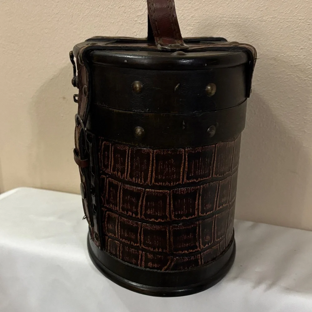 Vintage Leather and Wood purse